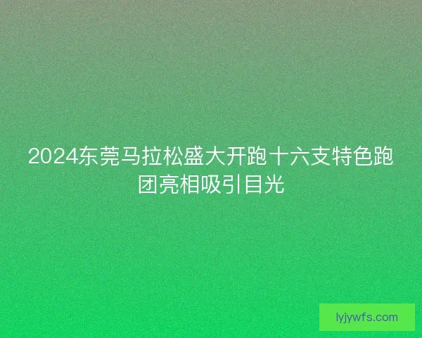 2024东莞马拉松盛大开跑十六支特色跑团亮相吸引目光
